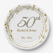 Assiettes En Carton Élégantes plaques en papier d'anniversaire doré (Devant)