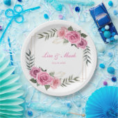 Assiettes En Carton Élégantes plaques en papier Mariage rose géométriq (Fête)