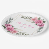 Assiettes En Carton Élégantes plaques en papier Mariage rose géométriq (Angle)