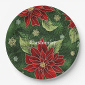 Assiettes En Carton Élégantes Plaques en papier Poinsettia de Noël (Devant)