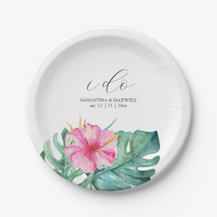 Assiettes En Carton Élégantes Plaques Mariages jetables Fleurs roses