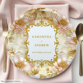Assiettes En Carton Élégantes Plaques papier Mariage Blush Gold