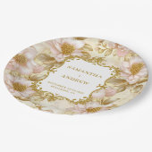 Assiettes En Carton Élégantes Plaques papier Mariage Blush Gold (Angle)