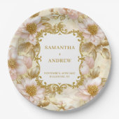 Assiettes En Carton Élégantes Plaques papier Mariage Blush Gold (Devant)