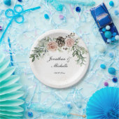 Assiettes En Carton Élégantes roses roses vintage verdure (Fête)