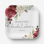 Assiettes En Carton Élégantes serviettes mariages de automne bordeaux (Recto)