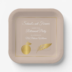 Assiettes En Carton Élégants Enseignants Golden Pastel Retraite Party