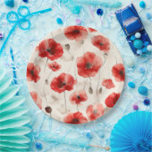 Assiettes En Carton Élégants pavots motifs serviettes (Fête)