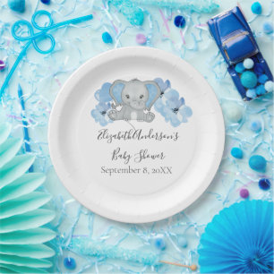 Assiettes En Carton Élément de fête pour garçon bébé éléphant bleu bal