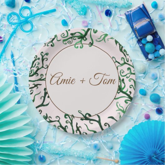 Assiettes En Carton Éléments botaniques, Plaques de papier Mariage sur (Fête)