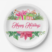 Assiettes En Carton Éléments de Noël Joyeuses fêtes (Devant)