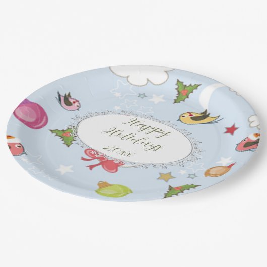 Assiettes En Carton Éléments de Noël Plaques en papier de bonhomme (Angle)