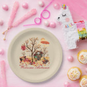 Assiettes En Carton Éléments et paysage bienvenus d'automne d'automne (Fête)