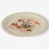 Assiettes En Carton Éléments et paysage bienvenus d'automne d'automne (Angle)