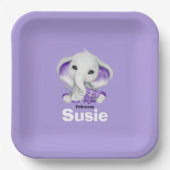 Assiettes En Carton Eléphant avec plaque en papier lavande en peluche (Recto)