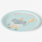 Assiettes En Carton Eléphant avec un casquette et une fête d'anniversa (Angle)