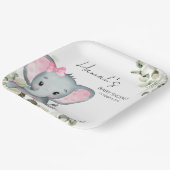 Assiettes En Carton Eléphant Baby shower fille rose (Angulaire)