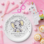 Assiettes En Carton Eléphant Baby shower jaune mignon (Fête)