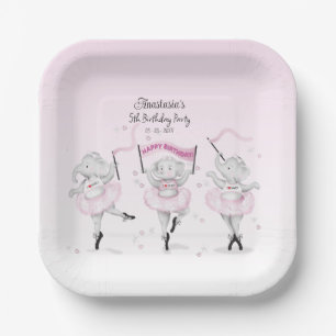 Assiettes En Carton Eléphant Ballerina Danse Anniversaire