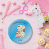 Assiettes En Carton Eléphant Bébé Avec Bow Rose (Fête)