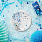 Assiettes En Carton Eléphant bébé mignon avec ballons Baby shower garç (Fête)