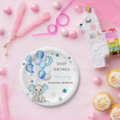 Assiettes En Carton Eléphant bébé mignon avec ballons Baby shower garç (Fête)