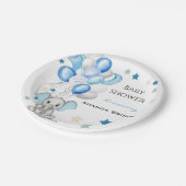 Assiettes En Carton Eléphant bébé mignon avec ballons Baby shower garç (Angle)