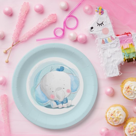 Assiettes En Carton Eléphant bleu (Fête)
