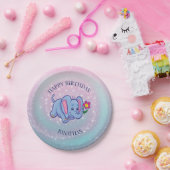 Assiettes En Carton Eléphant bleu bébé (Fête)