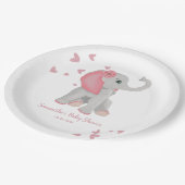 Assiettes En Carton Eléphant bleu rose Aquarelle fille Baby shower P (Angle)