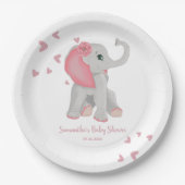 Assiettes En Carton Eléphant bleu rose Aquarelle fille Baby shower P (Devant)