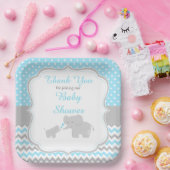 Assiettes En Carton Elephant Blue et Grey Baby shower Party (Fête)
