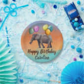 Assiettes En Carton éléphant d'anniversaire  (Fête)