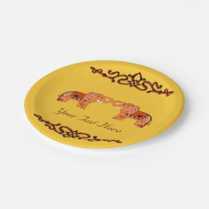 Assiettes En Carton Éléphant de henné (orange/rouge)