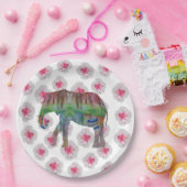 Assiettes En Carton Eléphant et fleurs (Fête)