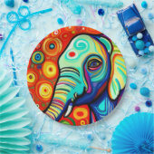 Assiettes En Carton Eléphant excentrique (Fête)