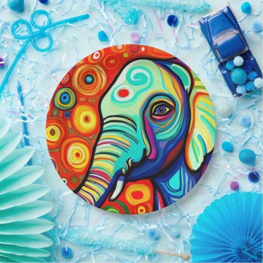 Assiettes En Carton Eléphant excentrique (Fête)