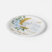 Assiettes En Carton Eléphant Floral Doux Bébé Bébé Douche Garçon Bleu (Angle)