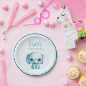 Assiettes En Carton Elephant garçon 1er anniversaire (Fête)