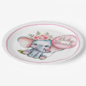 Assiettes En Carton Eléphant mignon avec ballons roses Baby shower fil (Angle)