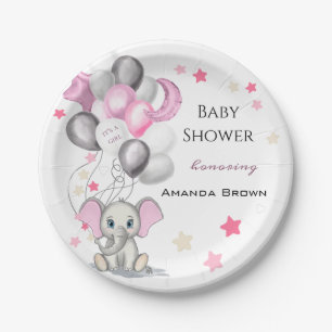Assiettes En Carton Eléphant mignon bébé avec ballons Baby shower f
