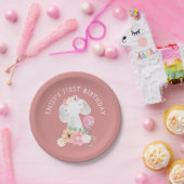 Assiettes En Carton Eléphant mignon fille premier anniversaire Dusty r (Fête)