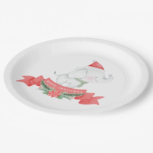 Assiettes En Carton Eléphant mignon | Noël (Angle)