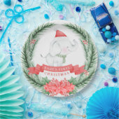 Assiettes En Carton Eléphant mignon | Premier Noël du bébé (Fête)