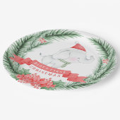 Assiettes En Carton Eléphant mignon | Premier Noël du bébé (Angle)