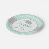 Assiettes En Carton Elephant Mint Green Polka Dot 1er anniversaire (Angle)