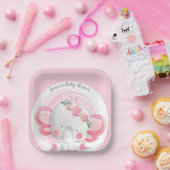 Assiettes En Carton Eléphant rose (Fête)