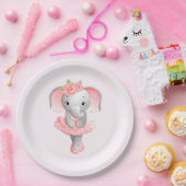 Assiettes En Carton Eléphant rose et gris mou Ballerina (Fête)