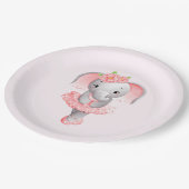 Assiettes En Carton Eléphant rose et gris mou Ballerina (Angle)