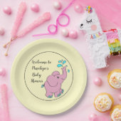 Assiettes En Carton Eléphant rose mignon avec votre nom Baby shower Pa (Fête)